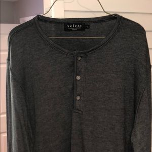 Graham & Spencer L/S Henley Gray Sz L